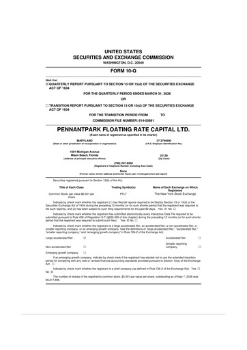 Thumbnail PennantPark Floating Rate Capital Ltd.
 10-Q Quarterly Report FY2026 
