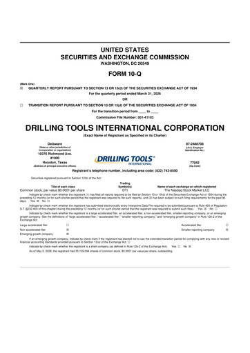Vorschaubild Drilling Tools International 10-Q Quartalsbericht  
