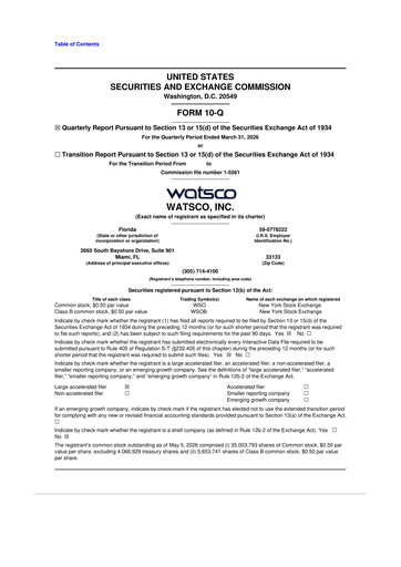 Thumbnail Watsco
 10-Q Quarterly Report FY 