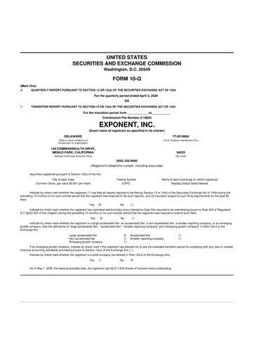Thumbnail Exponent
 10-Q Quarterly Report FY 
