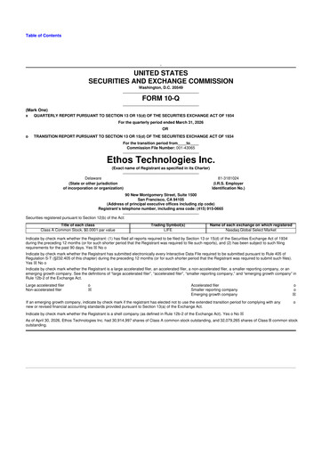 Thumbnail Ethos Technologies 10-Q Quarterly Report FY 