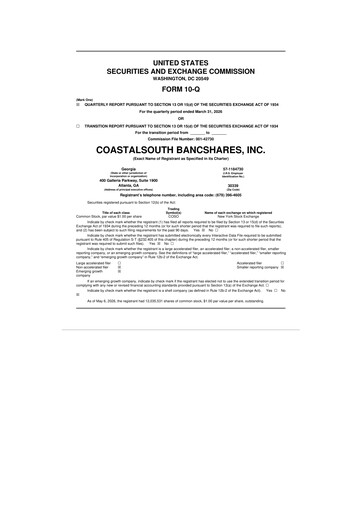 Miniature CoastalSouth Bancshares 10-Q Rapport trimestriel  
