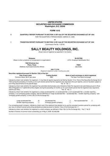 Thumbnail Sally Beauty Holdings 10-Q Quarterly Report FY 