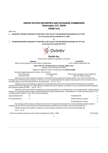 Vorschaubild Ovintiv 10-Q Quartalsbericht  