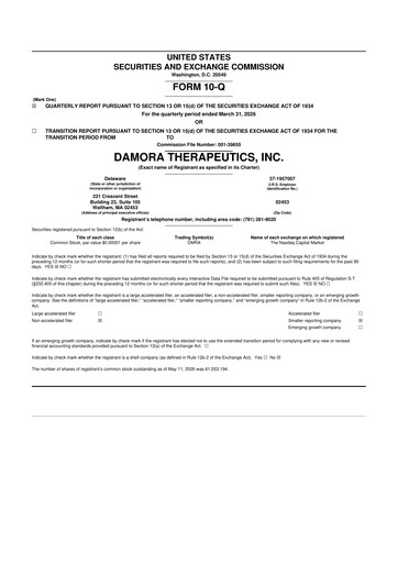 Thumbnail Damora Therapeutics 10-Q Quarterly Report FY2026 
