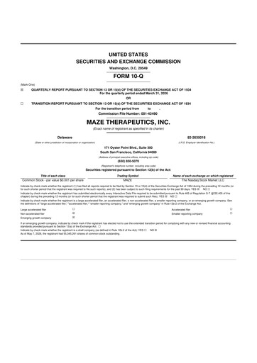 Miniature Maze Therapeutics 10-Q Rapport trimestriel  