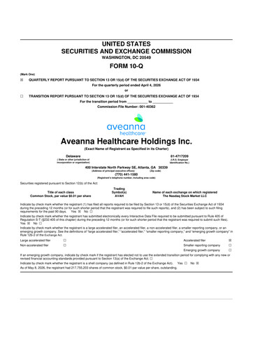 Miniature Aveanna Healthcare 10-Q Rapport trimestriel  