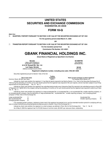 Thumbnail GBank Financial Holdings 10-Q Quarterly Report FY2026 