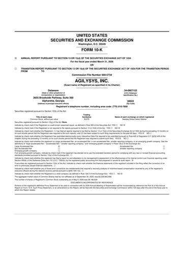 Thumbnail Agilysys 10-K Annual Report 