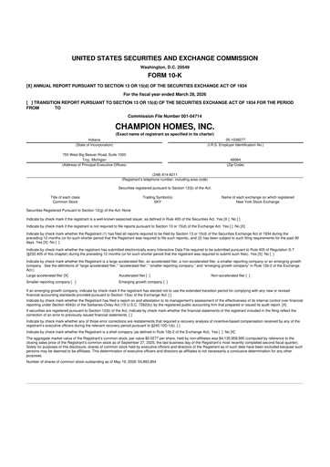 Thumbnail Champion Homes 10-K Annual Report 2026