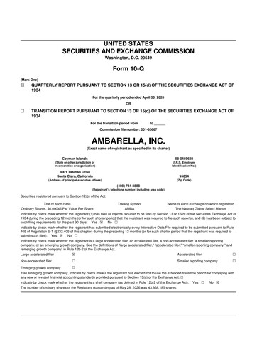 Thumbnail Ambarella 10-Q Quarterly Report FY2027 