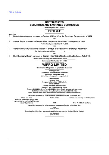 Thumbnail Wipro 20-F Annual Report 2026