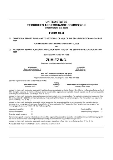 Vorschaubild Zumiez 10-Q Quartalsbericht 2026 