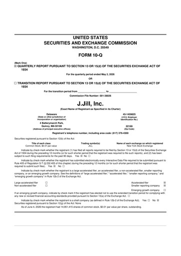 Miniature J.Jill
 10-Q Rapport trimestriel 2026 