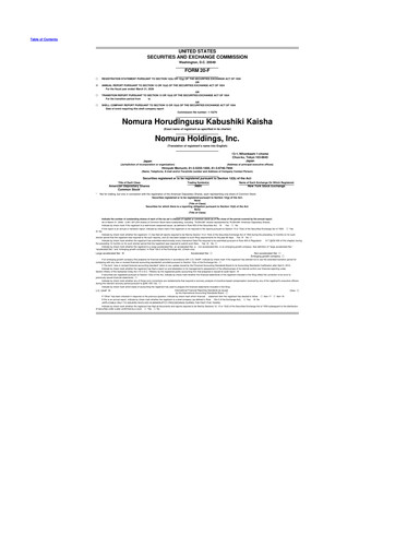 Miniature Nomura Holdings 20-F Rapport annuel 2026