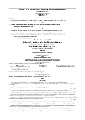 Thumbnail Mizuho Financial Group
 20-F Annual Report 2026