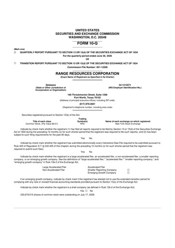 Thumbnail Range Resources
 10-Q Quarterly Report FY2026 