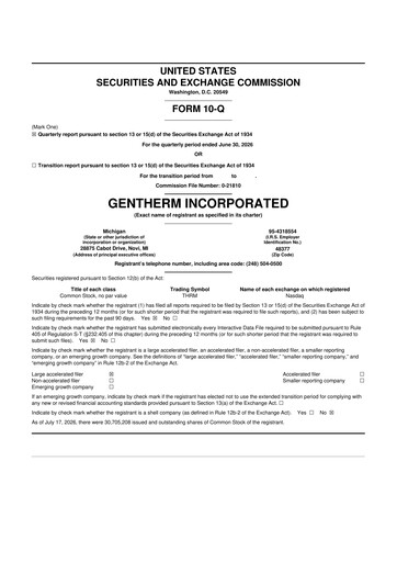 Thumbnail Gentherm 10-Q Quarterly Report FY2026 
