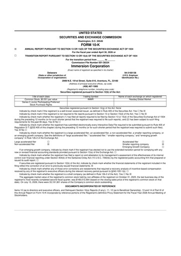 Thumbnail Immersion Corporation
 10-K Annual Report 2026