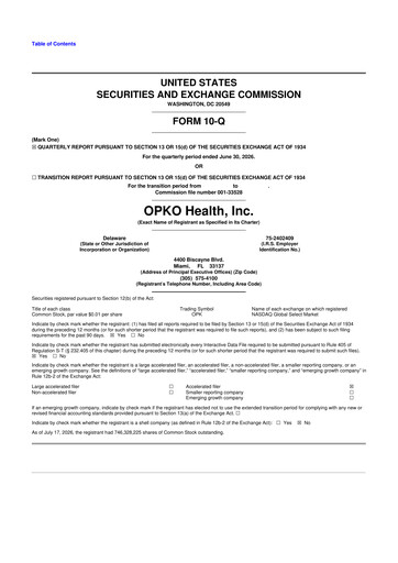 Miniature OPKO Health
 10-Q Rapport trimestriel 2026 