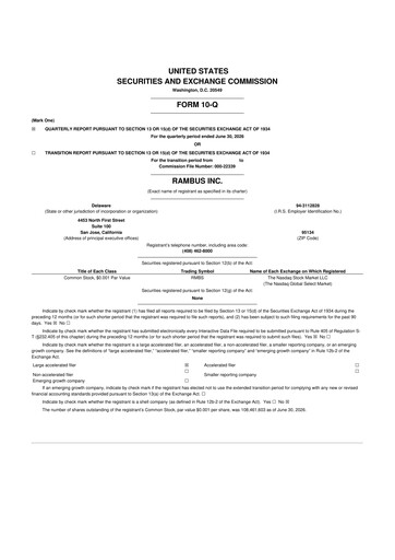 Thumbnail Rambus 10-Q Quarterly Report FY2026 