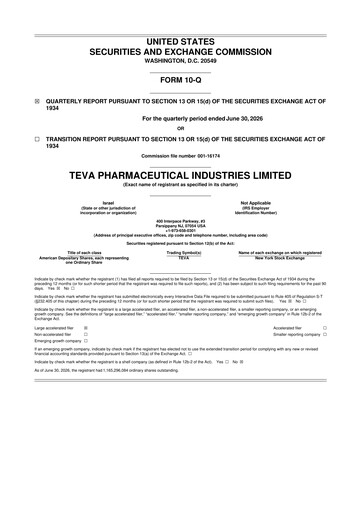 Thumbnail Teva Pharmaceutical Industries 10-Q Quarterly Report FY2026 
