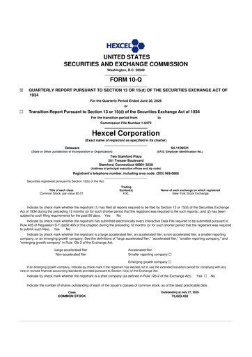 Thumbnail Hexcel
 10-Q Quarterly Report FY2026 