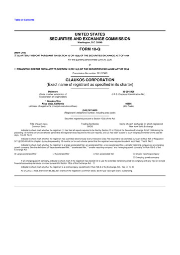 Thumbnail Glaukos 10-Q Quarterly Report FY2026 