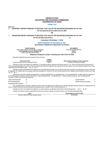 Thumbnail Martin Marietta Materials 10-Q Quarterly Report FY2026 