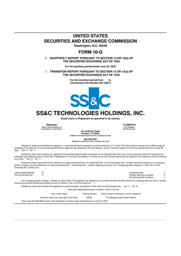 Thumbnail SS&C Technologies
 10-Q Quarterly Report FY2026 
