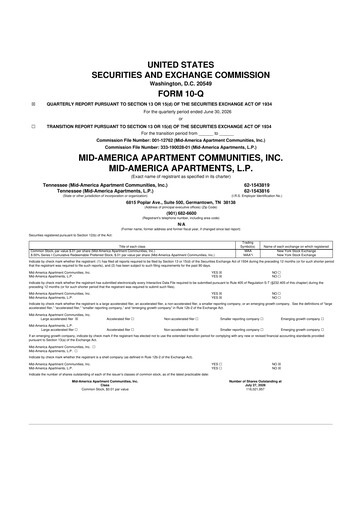 Thumbnail Mid-America Apartment Communities 10-Q Quarterly Report FY2026 