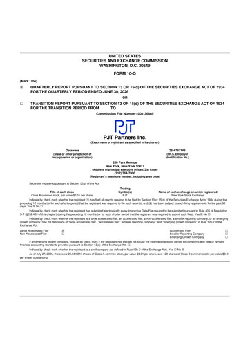 Thumbnail PJT Partners
 10-Q Quarterly Report FY2026 