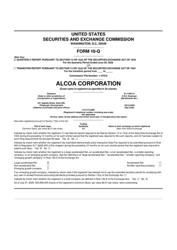 Miniature Alcoa 10-Q Rapport trimestriel 2026 