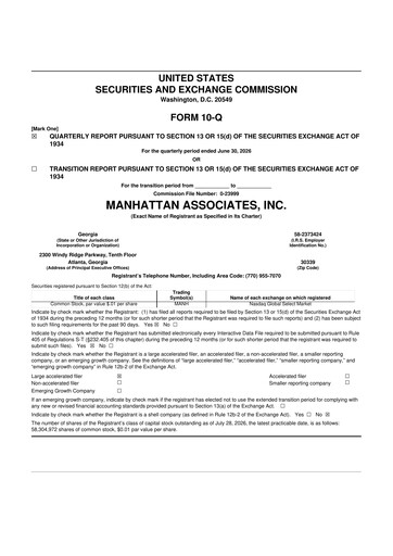 Miniature Manhattan Associates
 10-Q Rapport trimestriel 2026 
