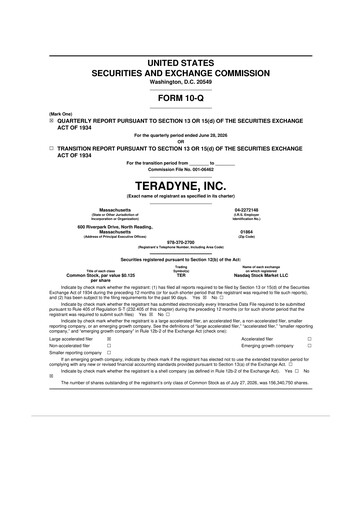 Thumbnail Teradyne 10-Q Quarterly Report FY2026 