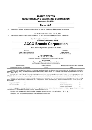 Thumbnail Acco Brands 10-Q Quarterly Report FY2026 