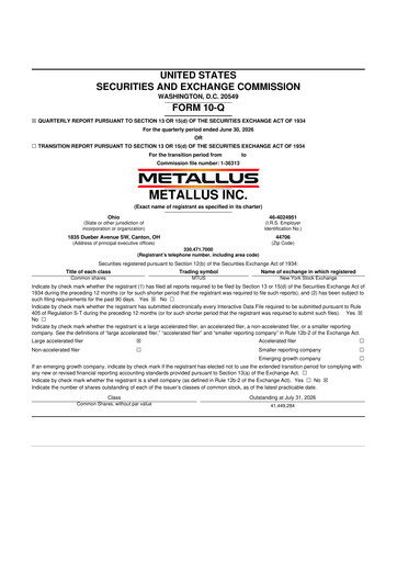 Thumbnail Metallus 10-Q Quarterly Report FY2026 