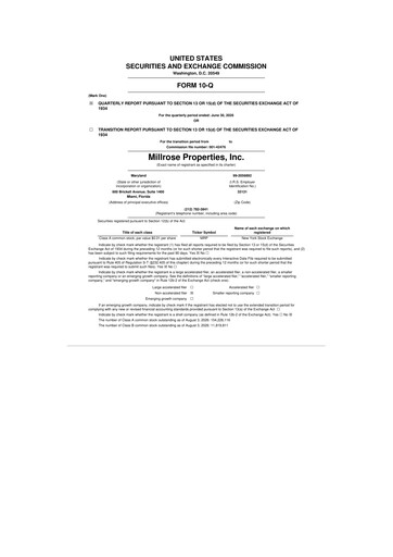 Thumbnail Millrose Properties 10-Q Quarterly Report FY2026 