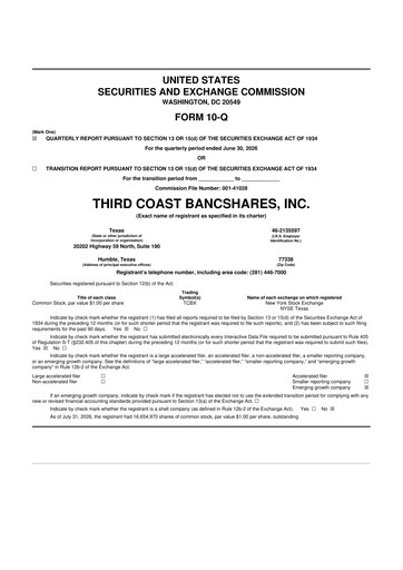 Thumbnail Third Coast Bancshares 10-Q Quarterly Report FY2026 