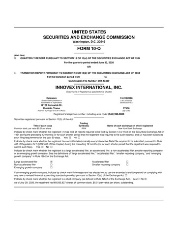 Thumbnail Innovex International 10-Q Quarterly Report FY2026 