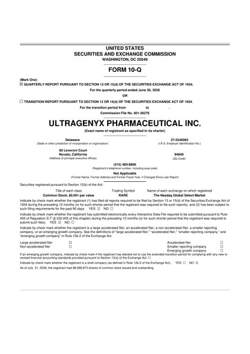 Thumbnail Ultragenyx Pharmaceutical 10-Q Quarterly Report FY2026 