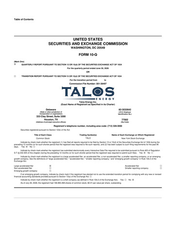 Thumbnail Talos Energy 10-Q Quarterly Report FY2026 