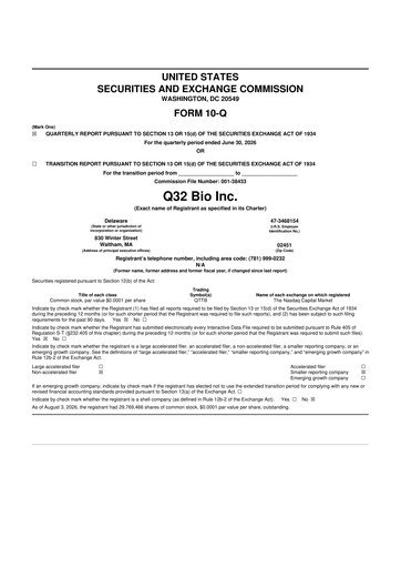 Thumbnail Q32 Bio 10-Q Quarterly Report FY2026 