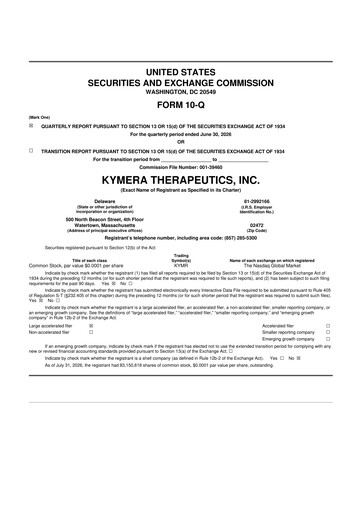 Miniature Kymera Therapeutics 10-Q Rapport trimestriel 2026 