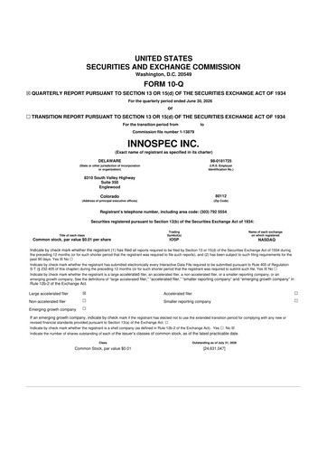 Thumbnail Innospec 10-Q Quarterly Report FY2026 
