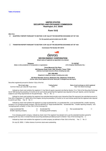 Thumbnail Devon Energy
 10-Q Quarterly Report FY2026 