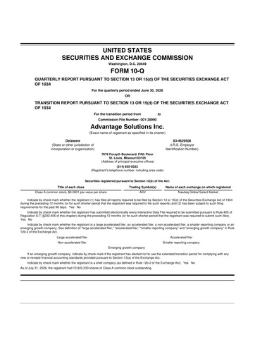 Thumbnail Advantage Solutions 10-Q Quarterly Report FY2026 
