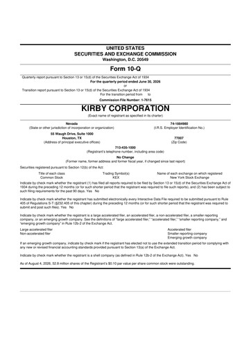 Thumbnail Kirby Corporation
 10-Q Quarterly Report FY2026 