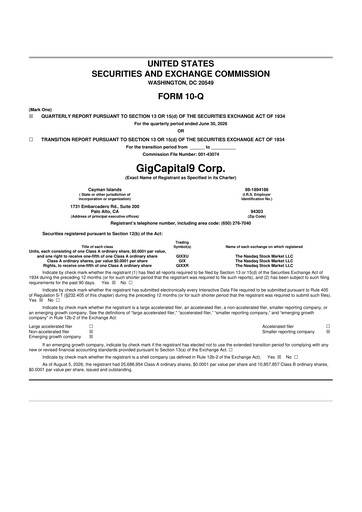 Thumbnail GigCapital9 10-Q Quarterly Report FY2026 