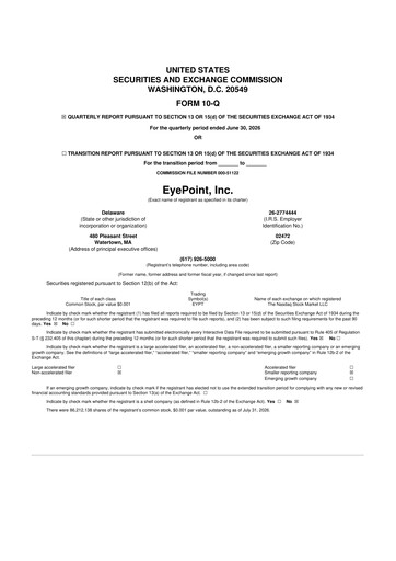 Thumbnail EyePoint Pharmaceuticals
 10-Q Quarterly Report FY2026 